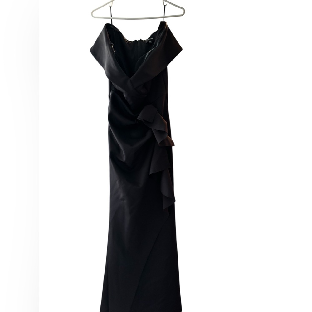 Xscape Black One-Shoulder Ruffle Gown
